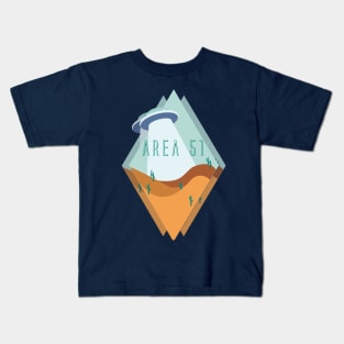 Triple Diamond-View Desert Area 51 in Teal Kids T-Shirt